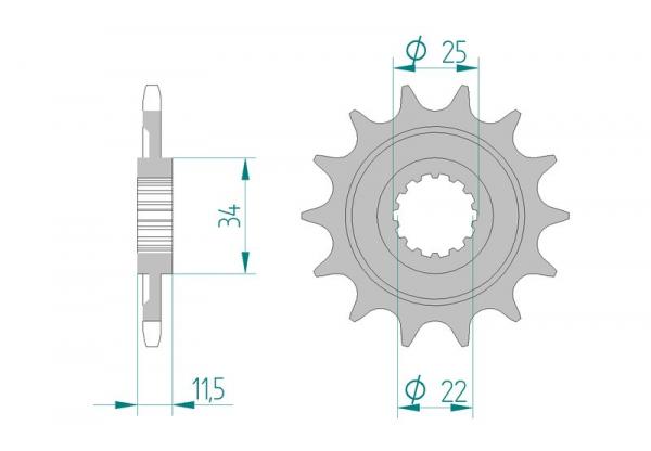 AFAM Kettensatz Alu, SHERCO SE 5, mit A520XRR3-G Kette
