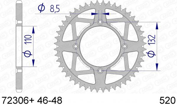 AFAM Kettensatz Alu, KTM Freeride 350 F, mit A520XRR3-G Kette