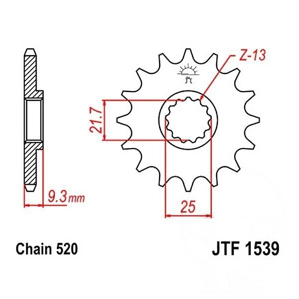 JT Ritzel 15Z Teilung 520