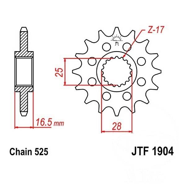 JT Ritzel 16Z Teilung 525