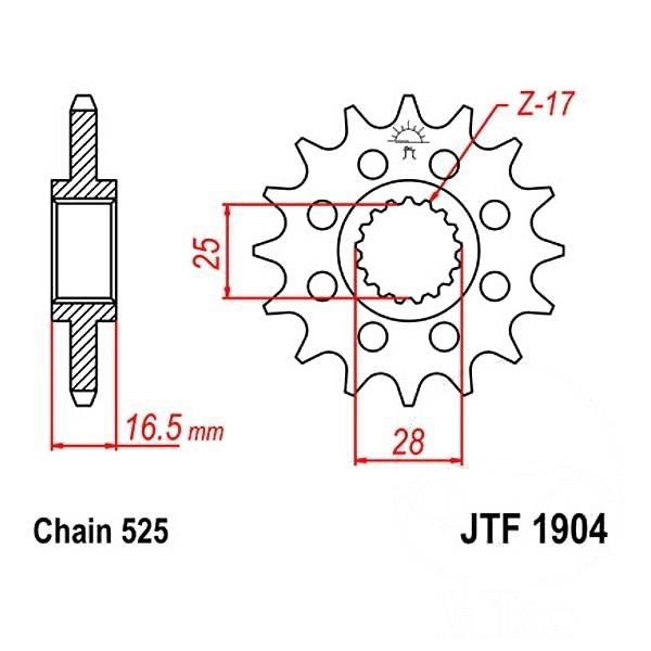 JT Ritzel 17Z Teilung 525