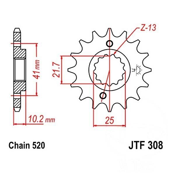 JT Ritzel 15Z Teilung 520