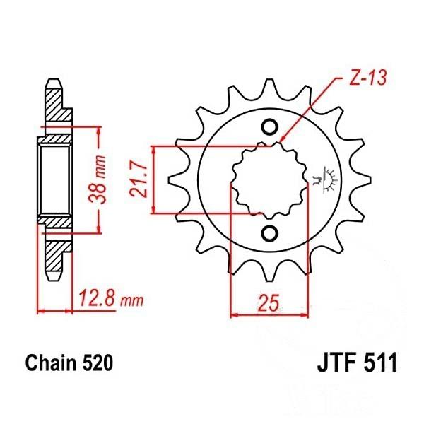 JT Ritzel 14Z Teilung 520