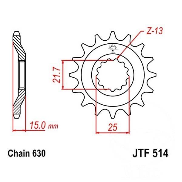 JT Ritzel 15Z Teilung 630