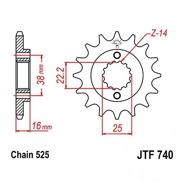 JT Ritzel 16Z Teilung 525