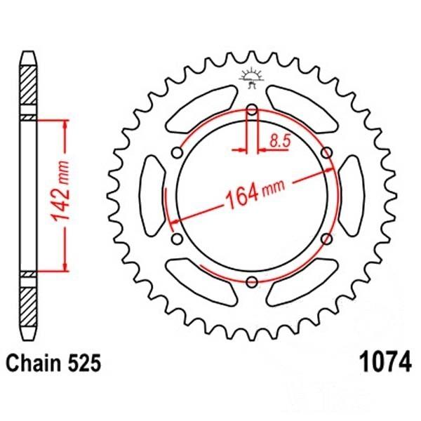 JT Kettenrad Stahl 44Z Teilung 525