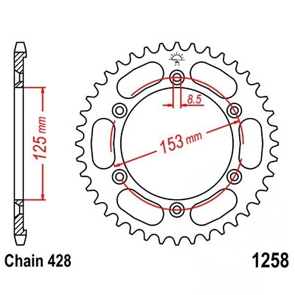 JT Kettenrad Stahl 54Z Teilung 428