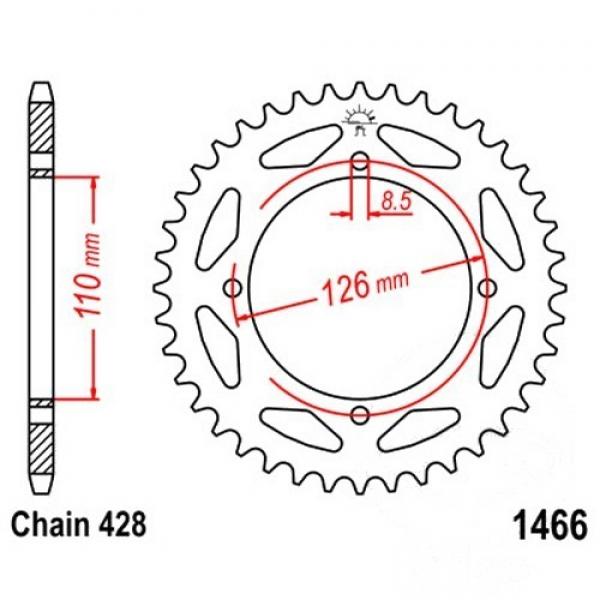 JT Kettenrad Stahl 46Z Teilung 428