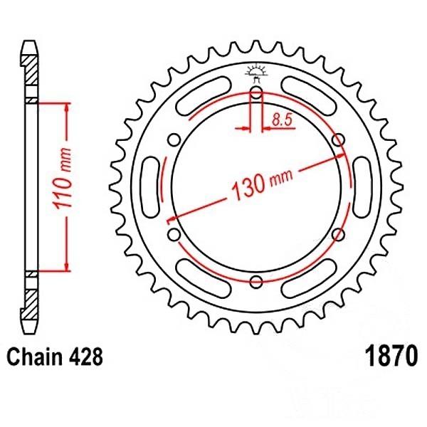 JT Kettenrad Stahl 46Z Teilung 428