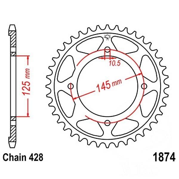 JT Kettenrad Stahl 59Z Teilung 428