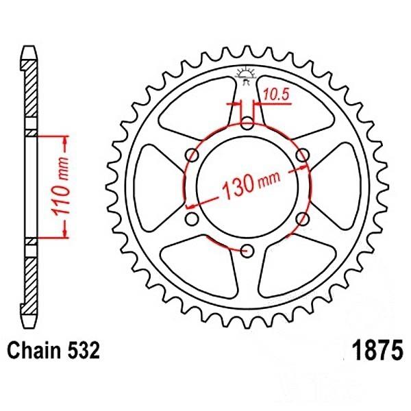 JT Kettenrad Stahl 48Z Teilung 532