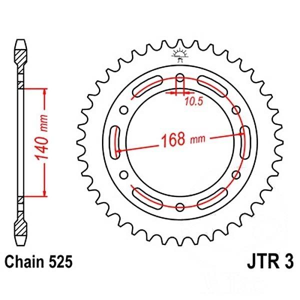 JT Kettenrad Stahl 42Z Teilung 525