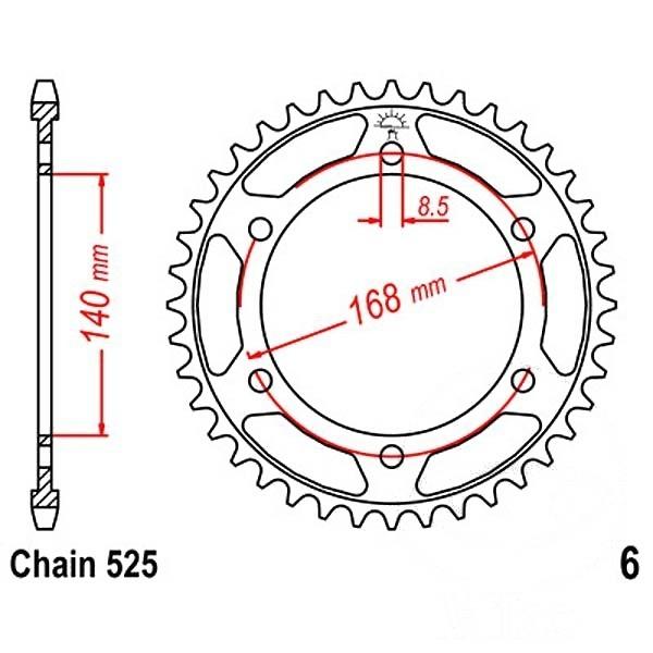 JT Kettenrad Stahl 47Z Teilung 525