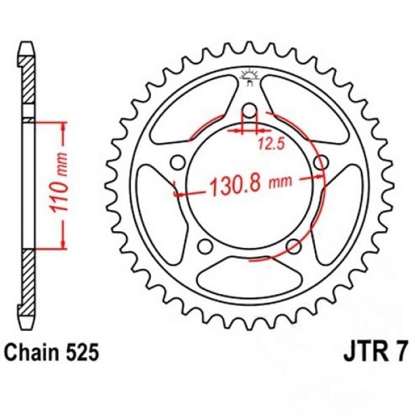 JT Kettenrad Stahl 44Z Teilung 525