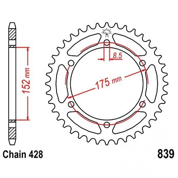 JT Kettenrad Stahl 57Z Teilung 428