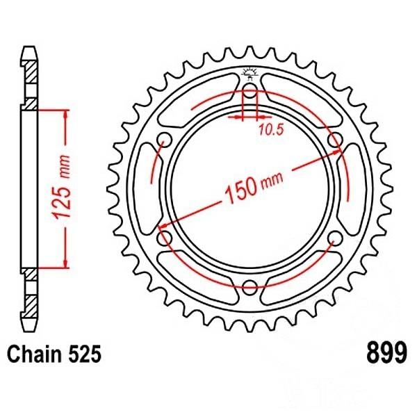 JT Kettenrad Stahl 42Z Teilung 525