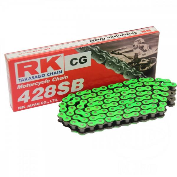 Kette RK grün GN428SB 128 Glieder offen mit Clipschloss