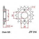 Ritzel JTF314-17 Teilung 525 feinverzahnt Innendurchmesser 24/28.7