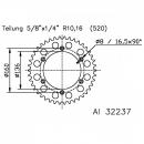 Alu-Kettenrad 50Z Teilung 520 silber Esjot Innendurchmesser 130 Lochkreis 152