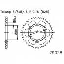 JT Kettenrad Stahl 45Z Teilung 525